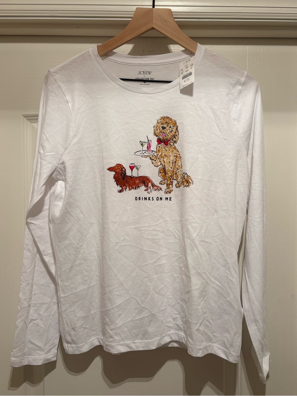 Women’s J. Crew Factory Long-sleeve cocktail dogs graphic tee size M NWT